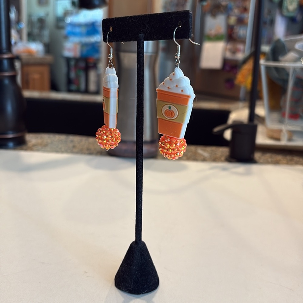Handmade Pumpkin Spice Latte Earrings - Picture 13 of 14